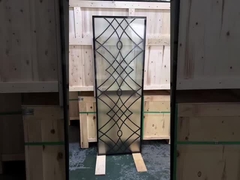 Sisipan Pintu Besi Tempa 22*64 Terlaris di Kanada dengan kaca Batang Baja 12*12 untuk pintu Fiber glass