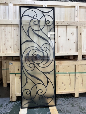 Sisipan Pintu Besi Tempa 22*64 Terlaris di Kanada dengan kaca Batang Baja 12*12 untuk pintu Fiber glass